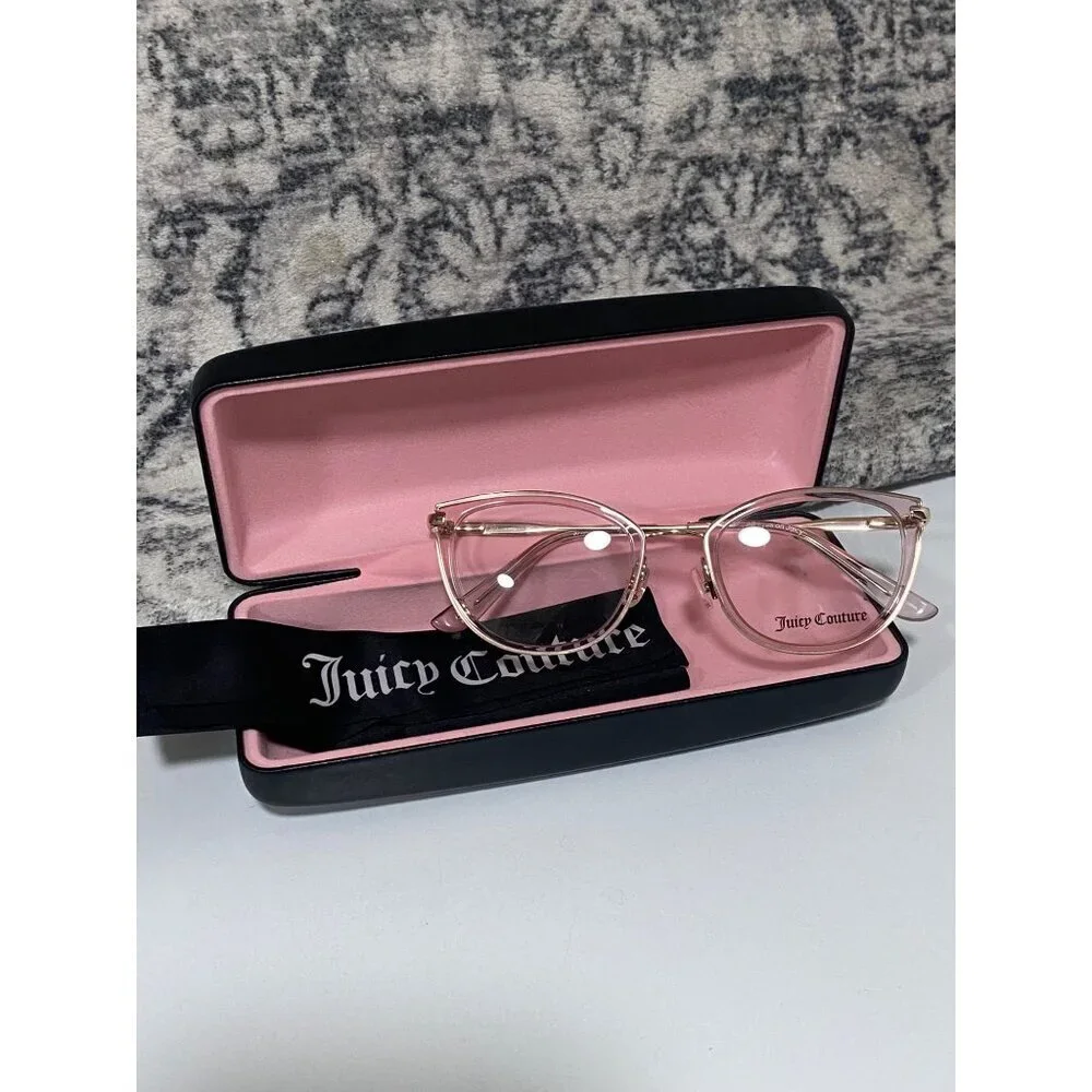NEW Juicy Couture Pink Clear Metal Cat-Eye Frame RX Eyeglasses